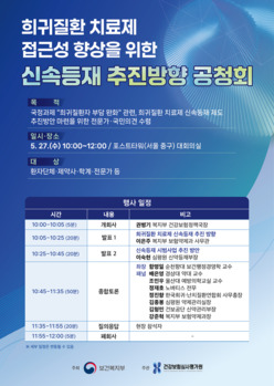 복지부·심평원, 27일 희귀질환 치료제 신속등재 추진방향 공청회 개최