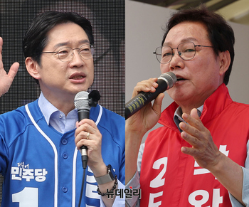 [포토] 선거유세 이어가는 '김경수-박완수' 경남지사 후보